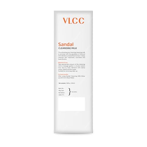 VLCC Sandal Cleansing Milk - Hydrating Face Cleanser, 3.38 oz