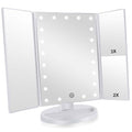 Infitrans Trifold Makeup Mirror with 1X 2X 3X Magnification & LED Lights