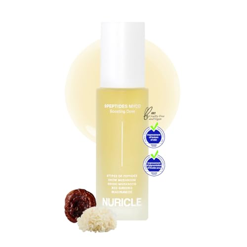 9PEPTIDES MYCO Boosting Dose 30ml (1.014 fl.oz) Anti-Aging Peptide Serum for Face ? Hydrating Korean Booster with Niacinamide & Mushroom Complex ? Collagen Support, Smooth Wrinkles