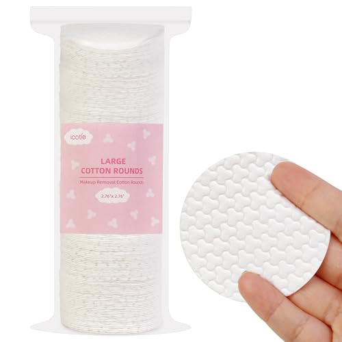 ICOTLE 200 Count Large Cotton Rounds - 2.76" Makeup Removal Pads