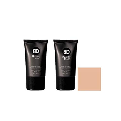 Mineral Liquid Powder Foundation Broad Spectrum SPF 15 Pack of 2 (Pale Beige)