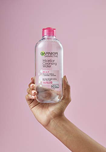 Garnier SkinActive Micellar Water for All Skin Types, Facial Cleanser & Makeup Remover, 13.5 Fl Oz (400mL), 1 Count (Packaging May Vary)