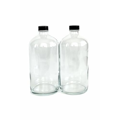Vivaplex, 2, Clear, 32 oz Glass Bottles, with Lids