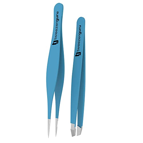Tweezer Guru Precision Eyebrow Tweezers Set of 2 - Stainless Steel