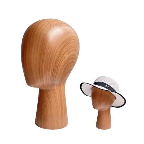 Mannequin Head Block, Hat and Wig Display Stand, Imitation Wooden Wig Head Stand, Abstract Dome Model Head, Manikin Head Hat Holder for Shop, Hair Salon, Home Decor, Durable GFRP Material