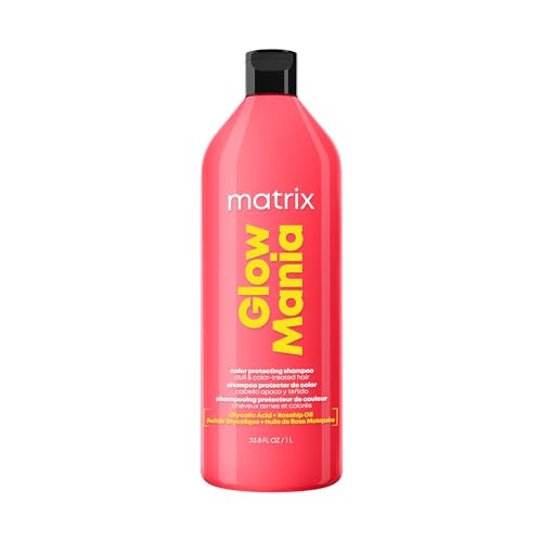MATRIX Glow Mania Shampoo - Enhances Shine and Moisturizes, Preserves and Protects Color Vibrancy, For Dull and Color-Treated Hair, Sulfate-Free, With Glycolic Acid & Rosehip Oil