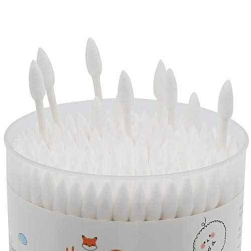 Cotton Swabs Precision Pointed - 800 Count Pointy Organic Cotton Buds Double Side Tightly Wrapped Cotton Tips Paper Stick Soft Gentle Lint-Free Cruelty-Free, Pointy & Round (White)