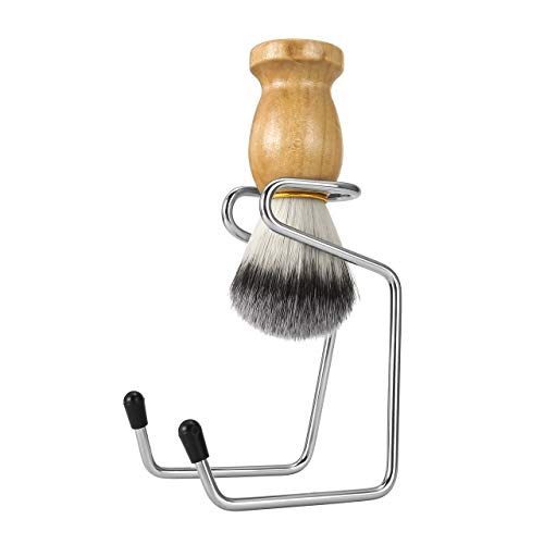 3 In 1 Shaving Brush Set Shaving Soap Bowl & Shaving Stand & Badger Hair Shaving Brush Kit Shaving Cleaning Tool for Men (Silver+soap)