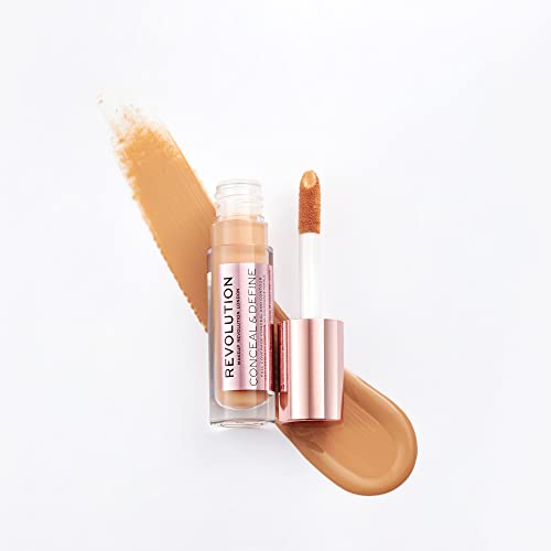 Makeup Revolution Conceal and Define Concealer, Full Coverage & Matte Finish, C9.2 for Medium/Tan Skin Tones, Vegan & Cruelty-Free, 0.7 Fl Oz