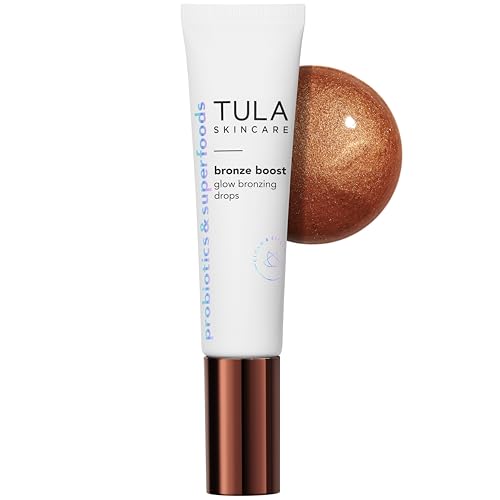 TULA Skin Care Face Filter Blurring and Moisturizing Primer, 1fl oz + Bronze Boost Glow Bronzing Drops 1 Fl Oz., 2 Piece Set