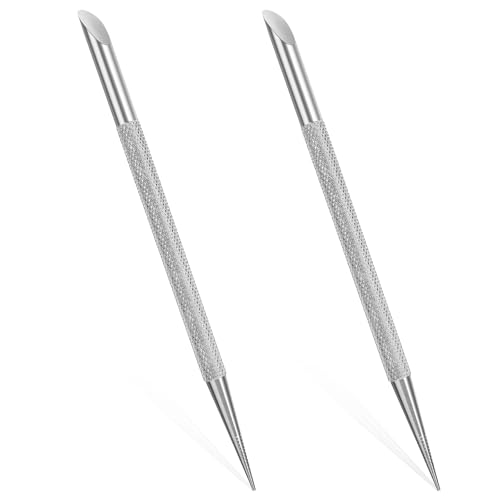 Silver 2-Pack Nail Cuticle Pusher Set Stainless Steel Manicure Tools