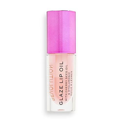 Revolution Beauty London, Glaze Lip Oil, Hydrating & Nourishing Formula, Infused with Vitamin E & Hyaluronic Acid, Glam Pink, 0.15 fl oz