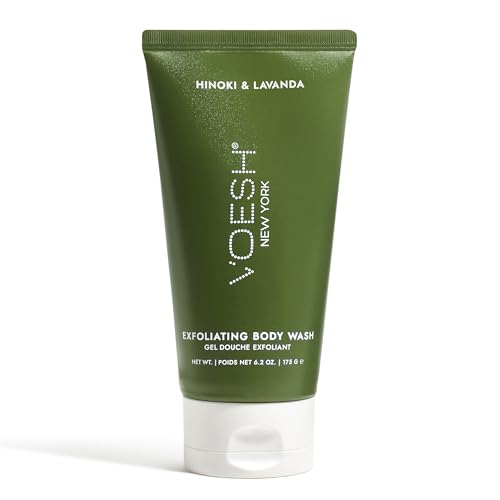 VOESH Sugar Scrub & Exfoliating Body Wash with Plant-Derived AHAs & Vegan Probiotics, K-Beauty Korean Skincare - Hinoki & Lavanda