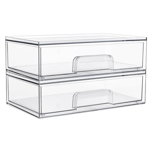 Vtopmart Clear Stackable Storage Drawers 2-Pack