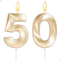 Light Gold 2.76 Inch Number 50 Candle for 50th Birthday Decorations, Men Women, Anniversary & Party