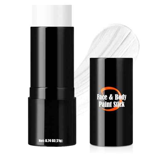 Clown White Face Paint Stick, Portable Eye Black Stick for Sports, Full-coverage Cream Face Paint for Halloween SFX Makeup Cosplay Joker Costume Parties, Cream Grease Sticks