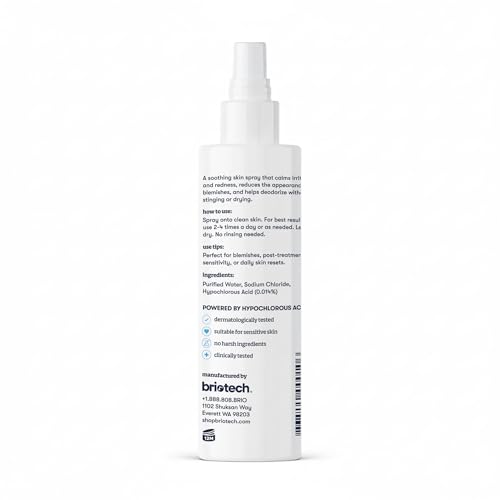 BRIOTECH 4 oz Hypochlorous Acid Face Toner Spray for Sensitive Skin - Blemish & Redness Relief