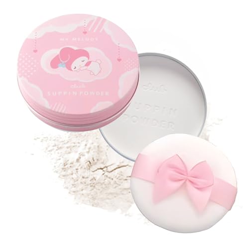 Club Suppin Translucent Pressed Powder set, Long Lasting, Hydrating, Overnight Skincare Setting Powder, Finishing Powder for face, Japanese Makeup, Pastel Rose, Sanrio My Melody