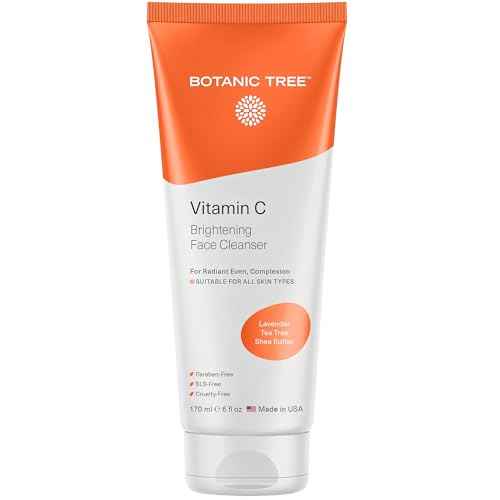 Botanic Tree Vitamin C Face Wash - Facial Cleanser for All Skin Types, Aging or Dry Skin, Minimizing Acne scars, Brightening, Reduce Breakouts - Face Wash for Women & Men