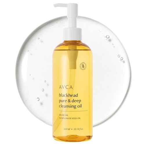 AVCA Blackhead Remover Cleansing Oil 10.14 fl.oz.(300ml) - Makeup & Blackhead Remover, PHA Gentle Exfoliator, Lightweight Pore Cleanser, Korean Skincare for Normal & Oily Skin