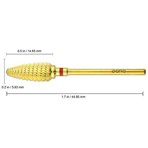 Pana 3/32" Safety Bit Nail Carbide Bit - for Electric Dremel Drill Machine (Fine, Large Cone - Gold)