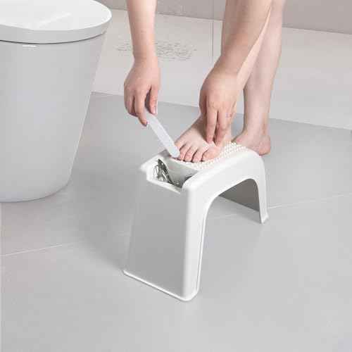 Shower Foot Rest for Shaving Legs, Non-Slip Pedicure Foot Rest, Shower Foots Step Stool for Shaving Legs, Plastic Sturdy Pedicure Stand -White