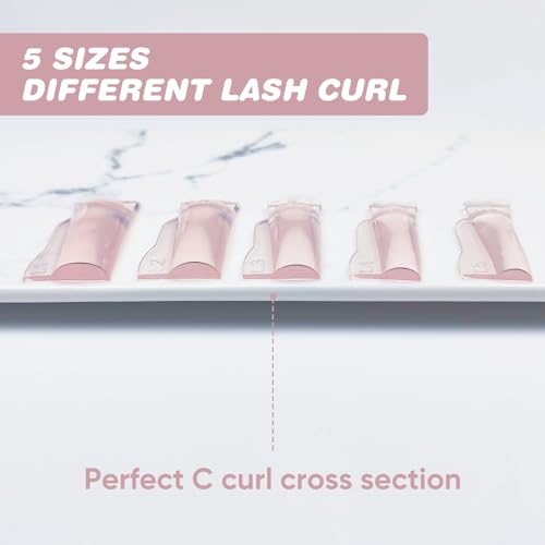 Troocolor Lash Lift Pads, 10Pcs Reusable Soft Lash Lift Shield Gluelree for Lash Lift Kit Self-Adhesive Ancillary Eyelash Curler, pink
