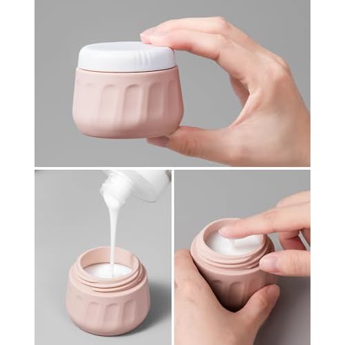 Travel Size Toiletries 8 Pack, TSA Approved 3oz Silicone Squeeze Bottles & Cream Jars with Clear Travel Bag