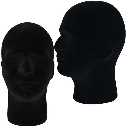 2 Pack Black Velvet Mannequin Head Wig Stand 11"
