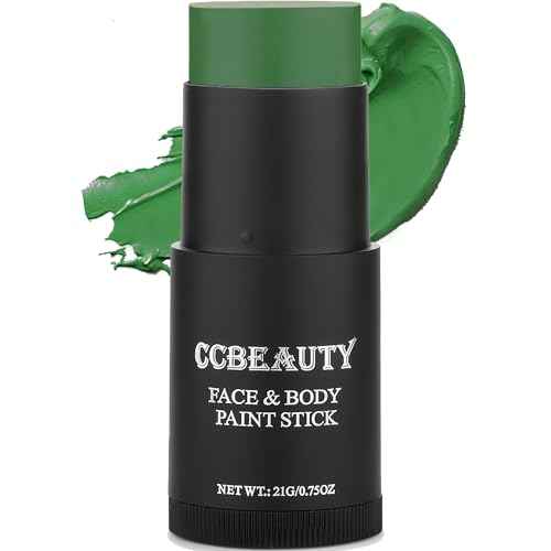 CCbeauty Witch Green Face Paint Stick, Face Painting Kit, Dark Green Cream SFX Makeup Foundation, Professional Body Paint for St. Patrick's Day, Halloween Costume Party, Grinch Hulk Monster Makeup