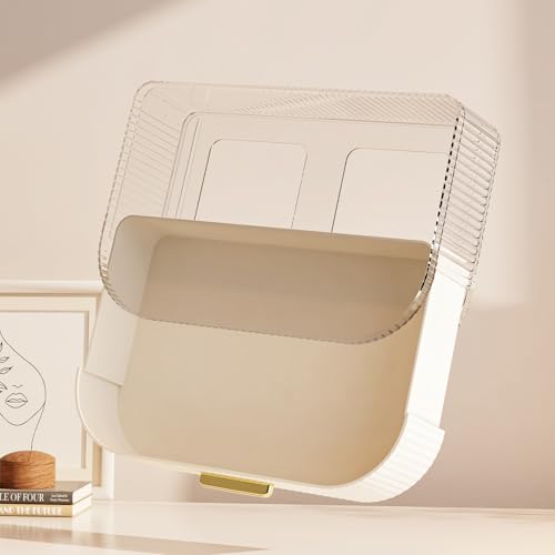 Makeup Organizer with 360¡Æ Rotating Brush Holder and Stackable Drawers, Cosmetic Display Case for Vanity, Bathroom Countertop (White, 2 Layer)
