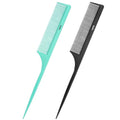 Green and Black 2-Pack Carbon Fiber Rat Tail Combs for Precise Hair Styling