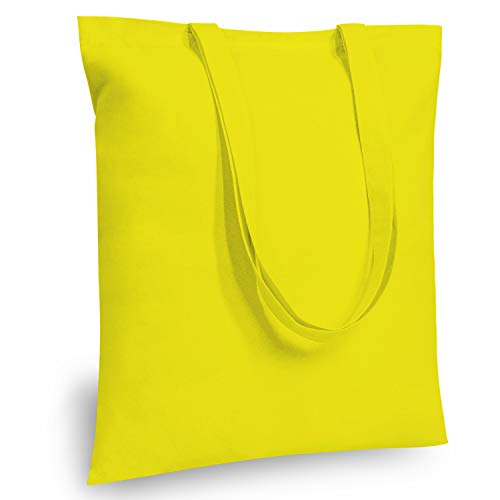 TOPDesign 6-Pack Economical 16"x15" Yellow Cotton Tote Bag, Lightweight Medium Reusable Grocery Shopping Cloth Bags, Suitable for DIY, Advertising, Promotion, Gift, Activity