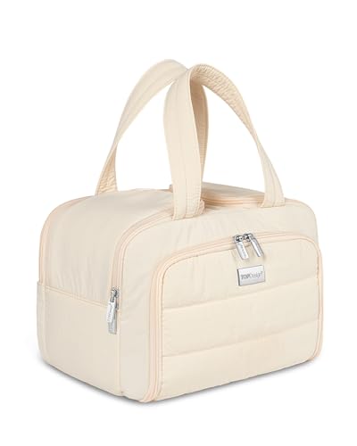 TOPDesign Travel Toiletry Bag for Women, Large Puffer Makeup Organizer