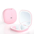 Meichoon Portable Pocket Handheld Mirror LED Lighted Compact 1X/5X Magnifying 2 Sided 3 Colors Dimmable USB Rechargeable Travel Makeup Mirror UK16 Pink