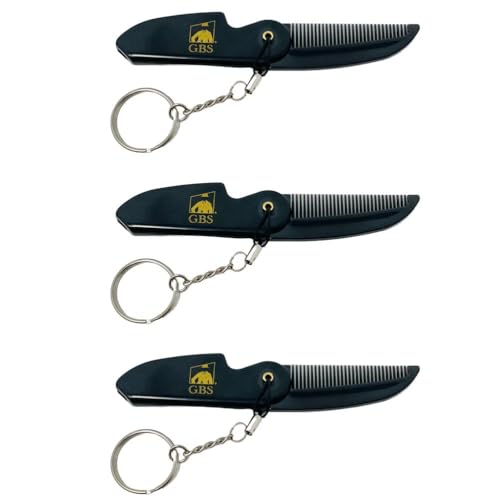 GENTS Mustache and Beard Styling Comb, pocket sized (Keychain Folding Beard Comb, 3 Pack)