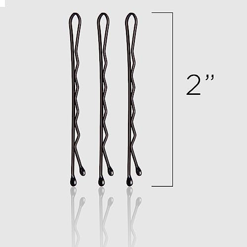 Fromm 2" Matte Black Bobby Pins 600-Pack, Crimped Non-Slip Hair Pins