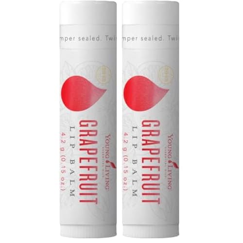 Young Living Lip Balm - Grapefruit, 4.2g | Moisture for Soft & Smooth Lips | Vegetarian & Gluten-Free | Fresh, Fruity Scent | Lip Care | Made with Coconut, Jojoba, & Wolfberry Seed Oils (Pack of 2)