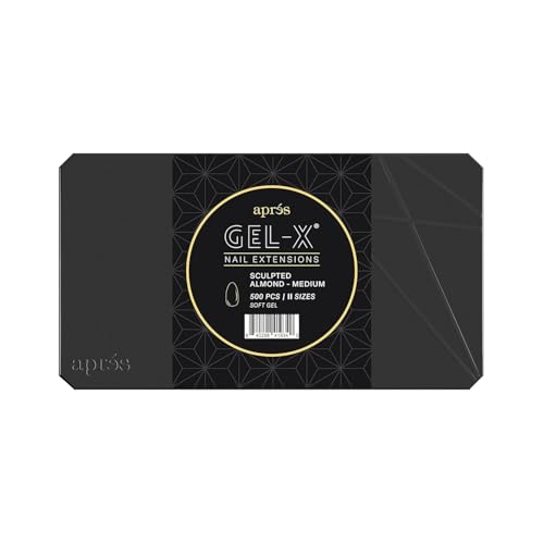 Aprés Gel-X Nail Tip Box | 500 Soft Sculpted Almond Tips in 11 Sizes
