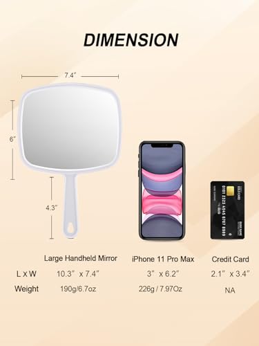 Gladmart 10.3 x 7.4 Inch Hand Mirror Set with Handle - Black & White, 2 Pack
