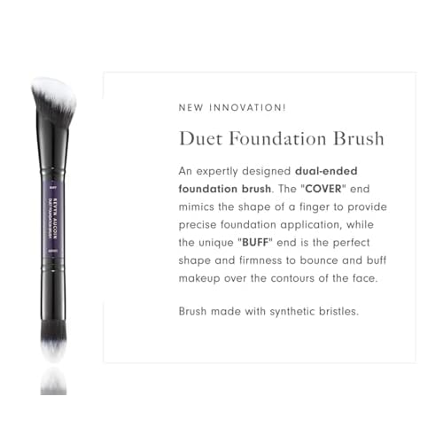 Kevyn Aucoin Duet Foundation Brush: Dual-ended. COVER end mimics shape of finger to provide precise foundation application. BUFF end designed to bounce & buff makeup over the contours of the face.