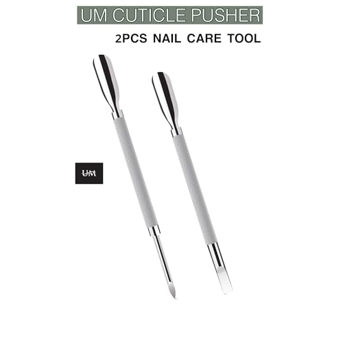 UM Supplies Cuticle Pusher and Spoon Nail Cleaner 2PCS Set | Dual Ended | Nail Care Tool | Easy to Use Fingernail and Toenail | Pedicure Manicure Tools