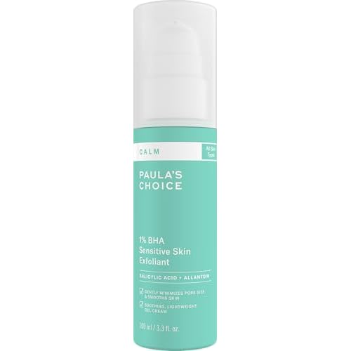 Paula¡¯s Choice CALM 1% Sensitive Skin BHA Liquid Exfoliant, Salicylic Acid Lotion for Large, Clogged Pores, Calms, Soothes Redness, Suitable for Rosacea-Prone, Eczema-Prone Skin, Fragrance-Free, 3.3oz