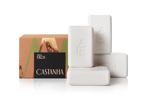 natura - Ekos Castanha (Brazil Nut) Creamy Bar Soap Set (4 Pack) - 4 Creamy Soap Bars - 97% Natural - 100% Pure Vegetable Oils - Vegan Skin Care - Brazilian Beauty Secrets - Self Care - 3.5oz (100g)