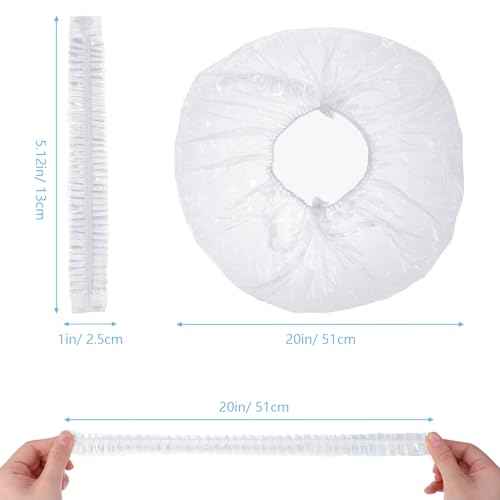 300 Pcs Disposable Shower Caps, 20.5In Large Plastic Bath Caps for Hair Treatment, Spa, Home, Kitchen, Hotel, Travel