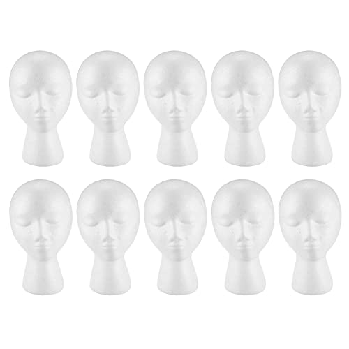 CRAKES 10X Styrofoam Foam Mannequin Wig Head Display Hat Cap Wig Holder White Foam Head