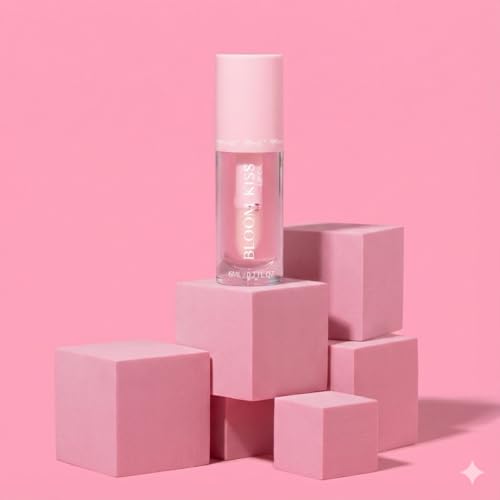 Miss Lil USA Bloom Kiss Lip Oil, Nourishing Hydrating High-Shine Lip Oil Gloss, Lightweight Non-Sticky Formula for Soft Glossy Lips, Vegan & Cruelty-Free (Rose)