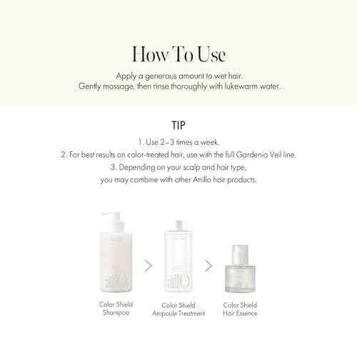 ANILLO Gardenia Veil Color Shield Ampoule Treatment ? Shine-Boosting Hair Mask for Color-Treated Hair ? Protein & Amino Acid Complex, Daily Use, Silicone-Free, 200 ml / 6.76 fl oz