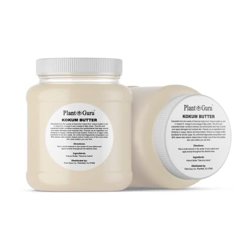 Plant Guru Raw Kokum Butter 3 lbs. Bulk 100% Pure Natural - Great for Skin, Body and Hair Moisturizer, DIY Creams, Balms, Lotions and Soap Making.
