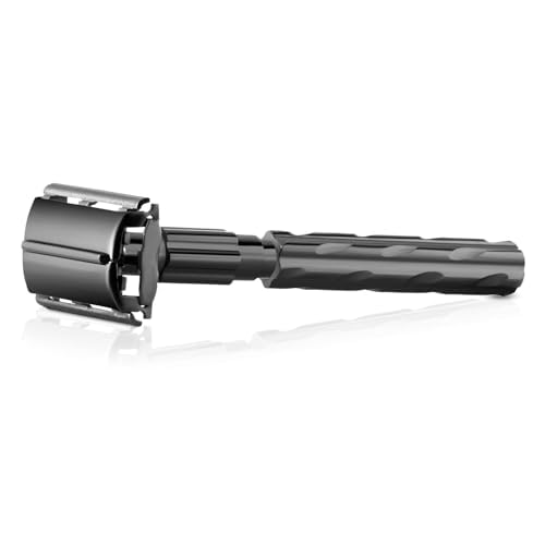 Parker 22R Long Handle Safety Razor ? Gunmetal Twist-to-Open Butterfly Design, Heavyweight Brass Frame with Knurled Grip | Includes 5 Platinum Double Edge Blades | Iconic Brandd